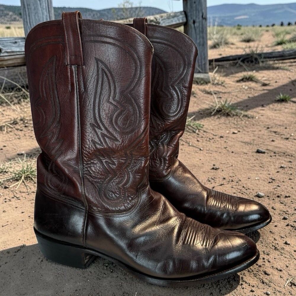 Wheeler Boot Company Cowboy Boots Men’s 13D Custom Made Dark Brown Houston TX